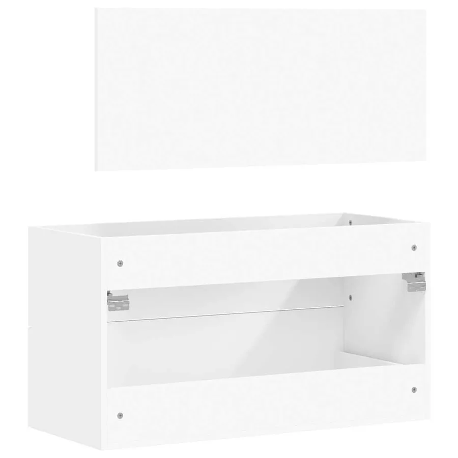 Armoire de salle de bain avec miroir blanc bois d'ingénierie - 7