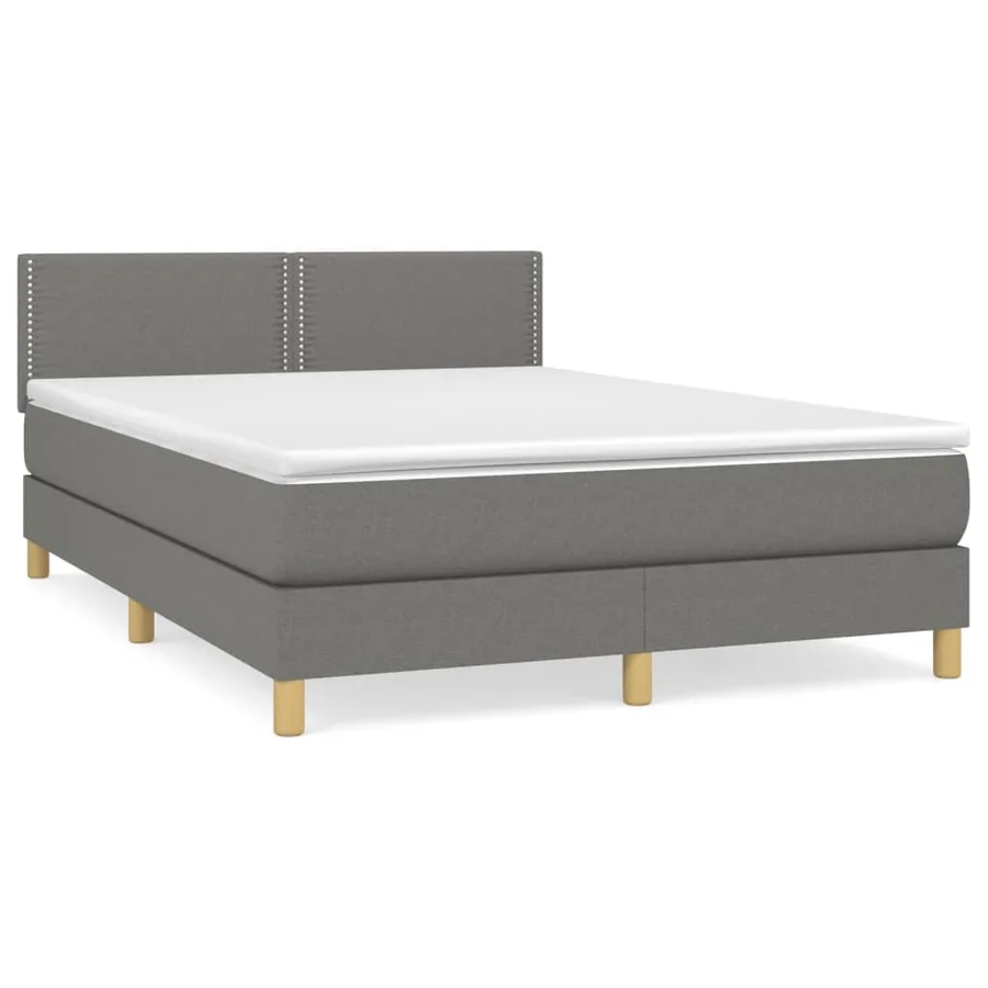 Sommier à lattes de lit avec matelas Gris foncé 140x190cm Tissu - 2