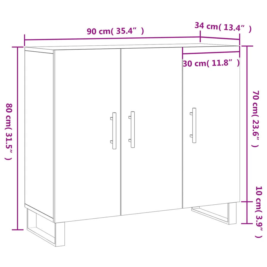 Buffet sonoma gris 90x34x80 cm bois d'ingénierie - 13