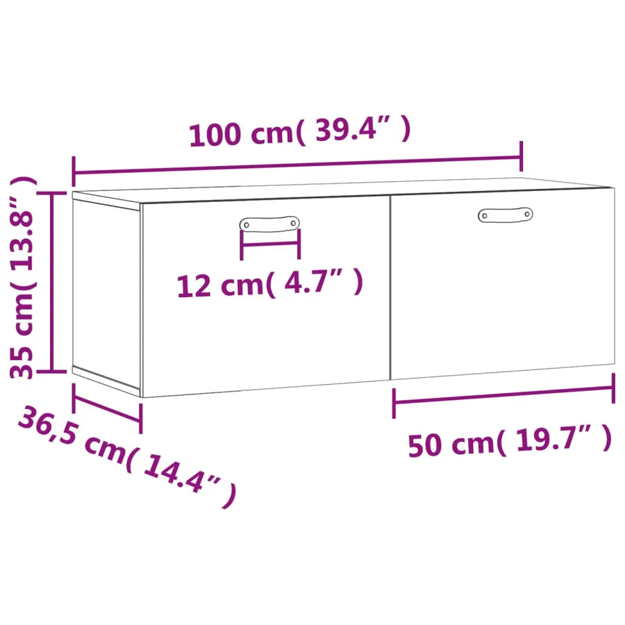 Armoire murale blanc 100x36,5x35 cm bois d'ingénierie - 12