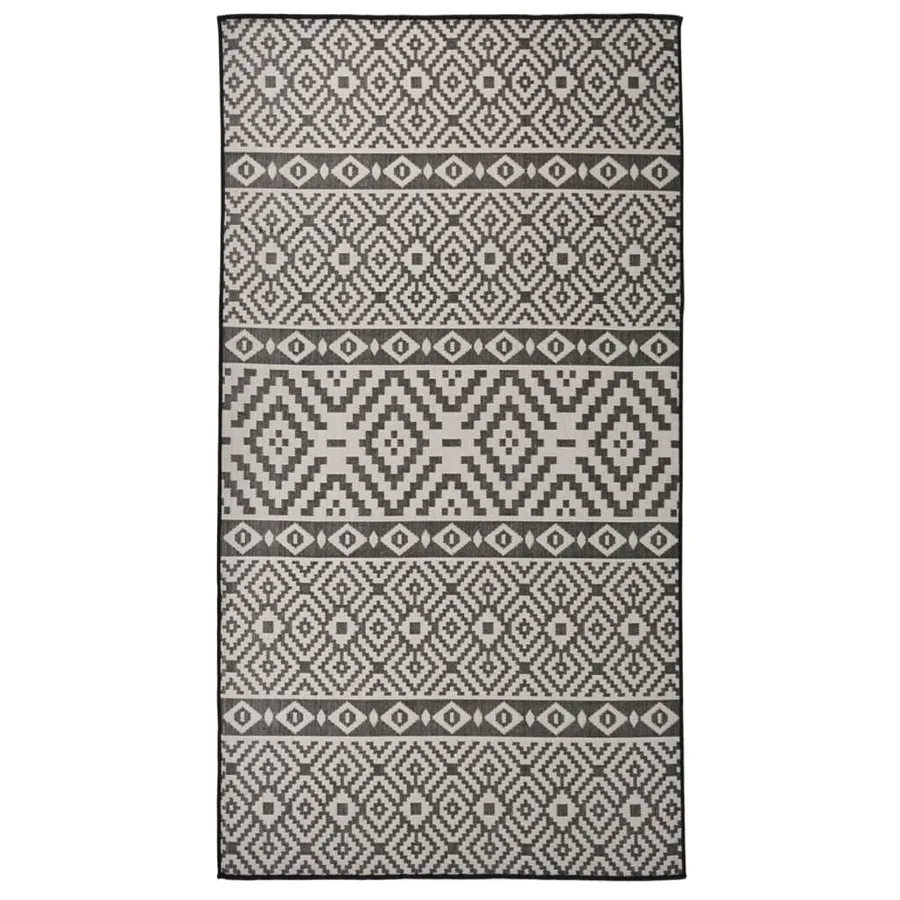 Tapis à tissage plat d'extérieur 80x150 cm Rayures noires