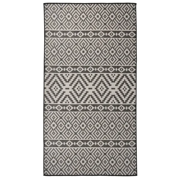 Tapis à tissage plat d'extérieur 80x150 cm Rayures noires