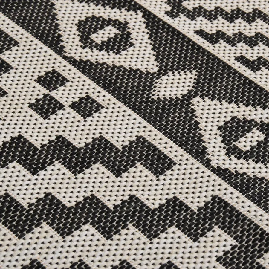 Tapis à tissage plat d'extérieur 80x150 cm Rayures noires - 5