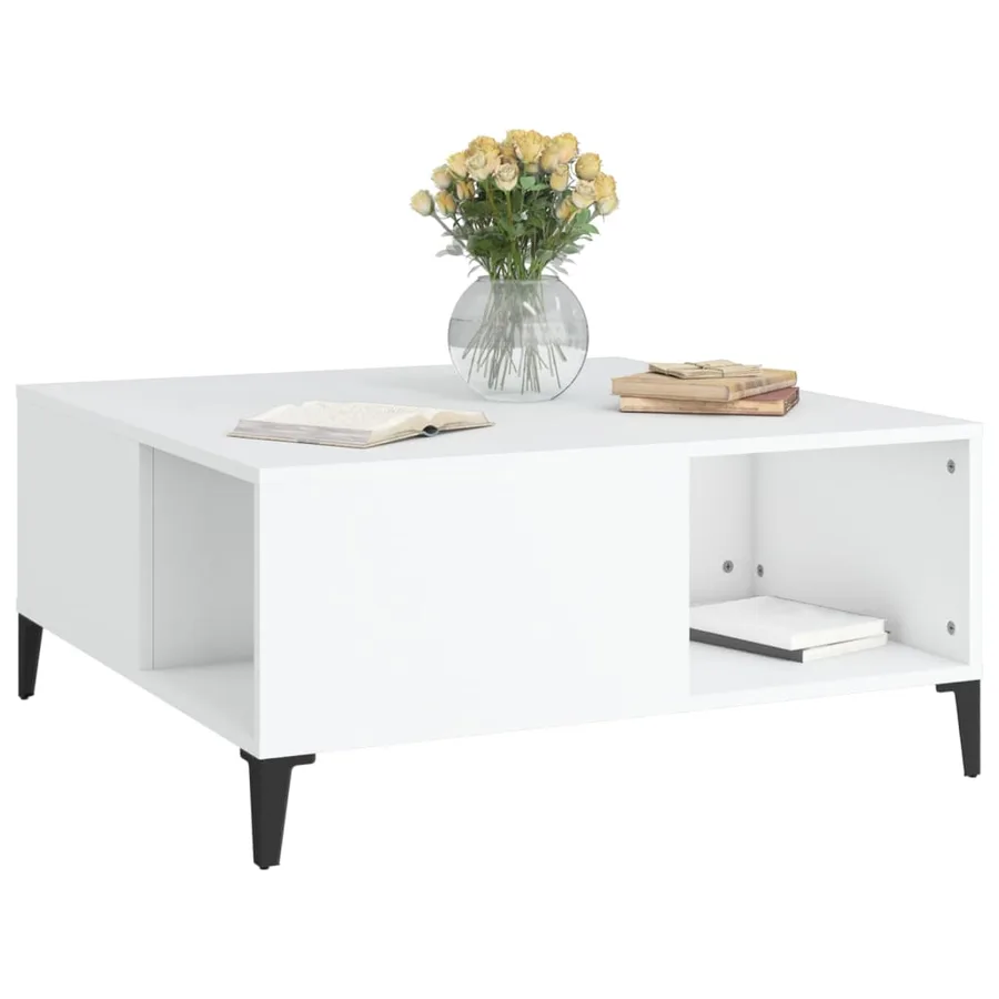 Table basse blanc 80x80x36,5 cm bois d'ingénierie - 4