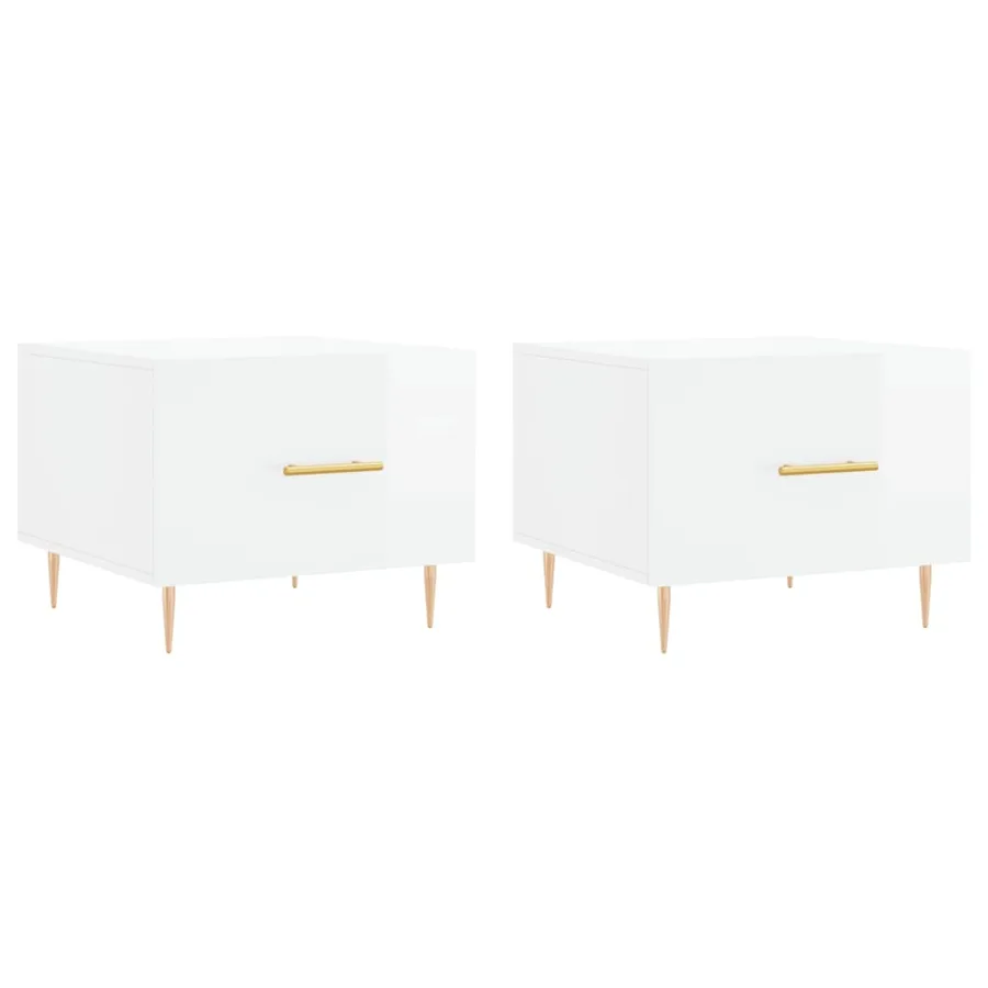Tables basses 2 pcs blanc brillant 50x50x40cm bois d'ingénierie - 2