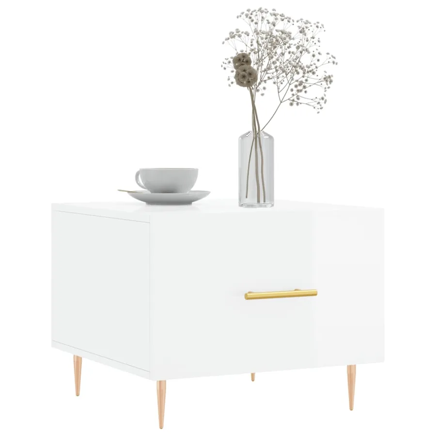 Tables basses 2 pcs blanc brillant 50x50x40cm bois d'ingénierie - 3
