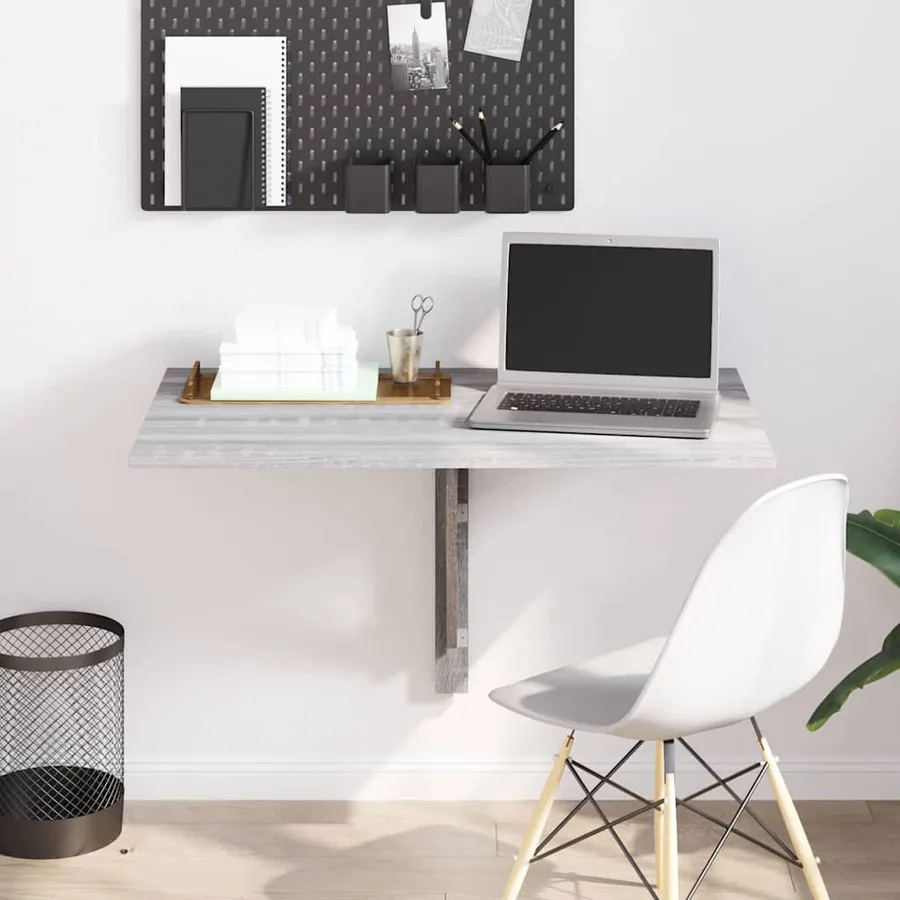 Table murale pliable Sonoma gris 100x60x56 cm Bois d'ingénierie - 3