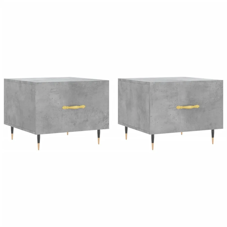 Tables basses 2 pcs gris béton 50x50x40 cm bois d'ingénierie - 2