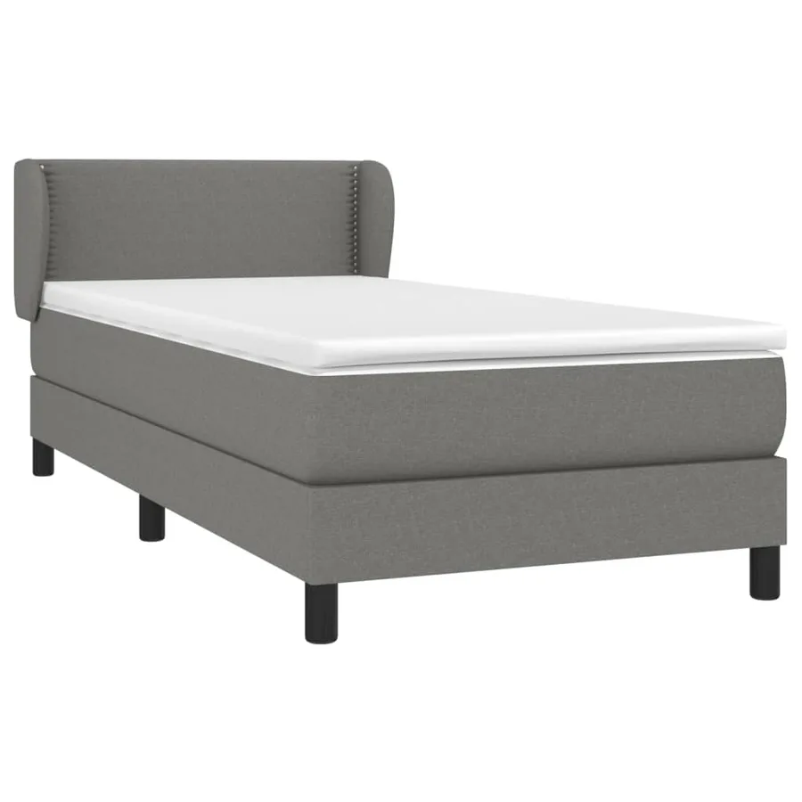 Sommier à lattes de lit et matelas Gris foncé 90x190 cm Tissu - 3