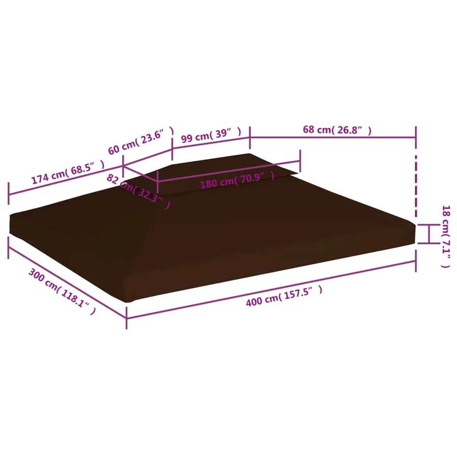Toile supérieure double de belvédère 310 g/m² 4x3 m Marron - 6