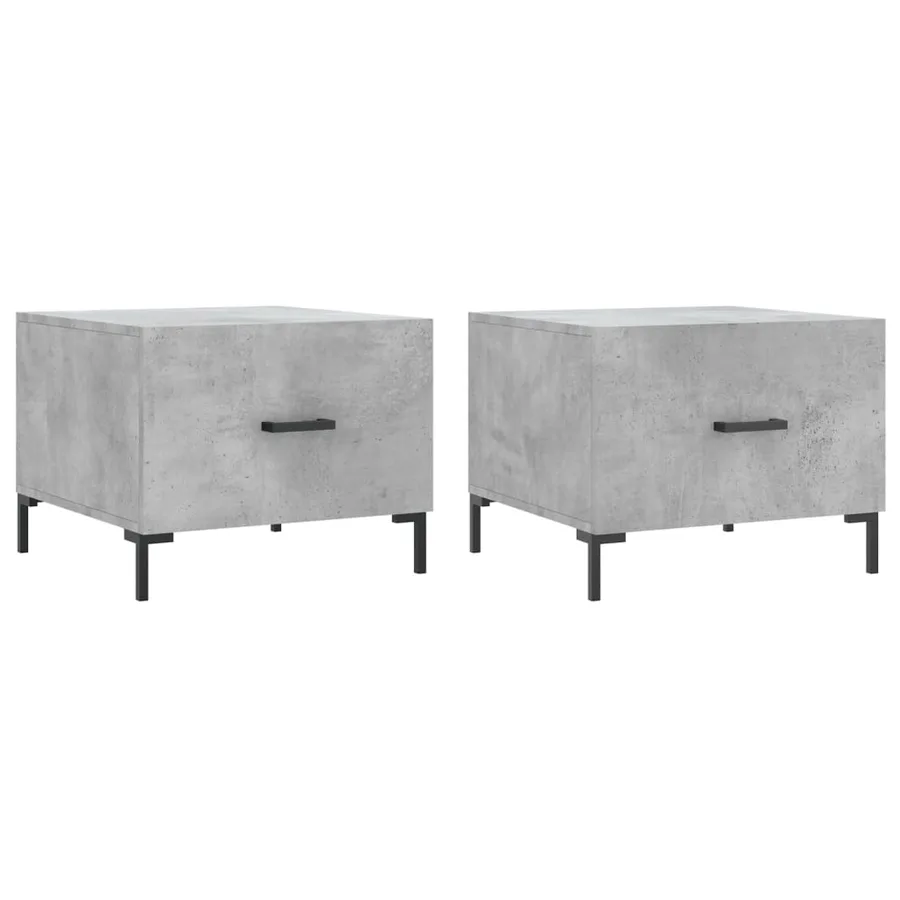 Tables basses 2 pcs gris béton 50x50x40 cm bois d'ingénierie - 2