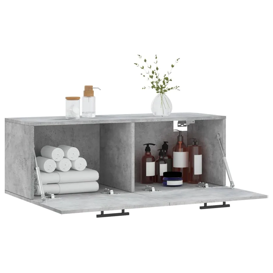 Armoire murale gris béton 100x36,5x35 cm bois d'ingénierie - 4