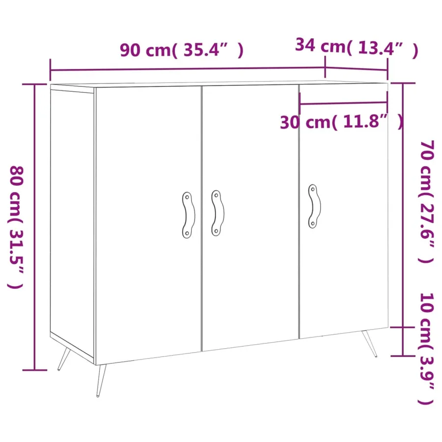 Buffet chêne fumé 90x34x80 cm bois d'ingénierie - 13