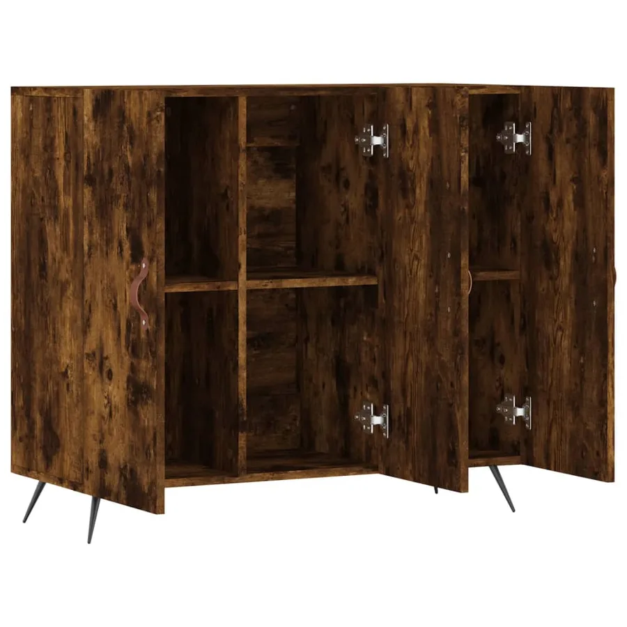 Buffet chêne fumé 90x34x80 cm bois d'ingénierie - 5