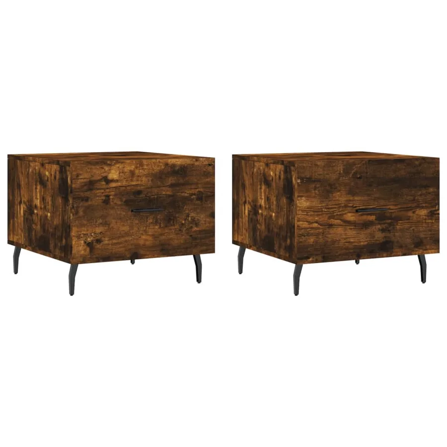 Tables basses 2 pcs chêne fumé 50x50x40 cm bois d'ingénierie - 2