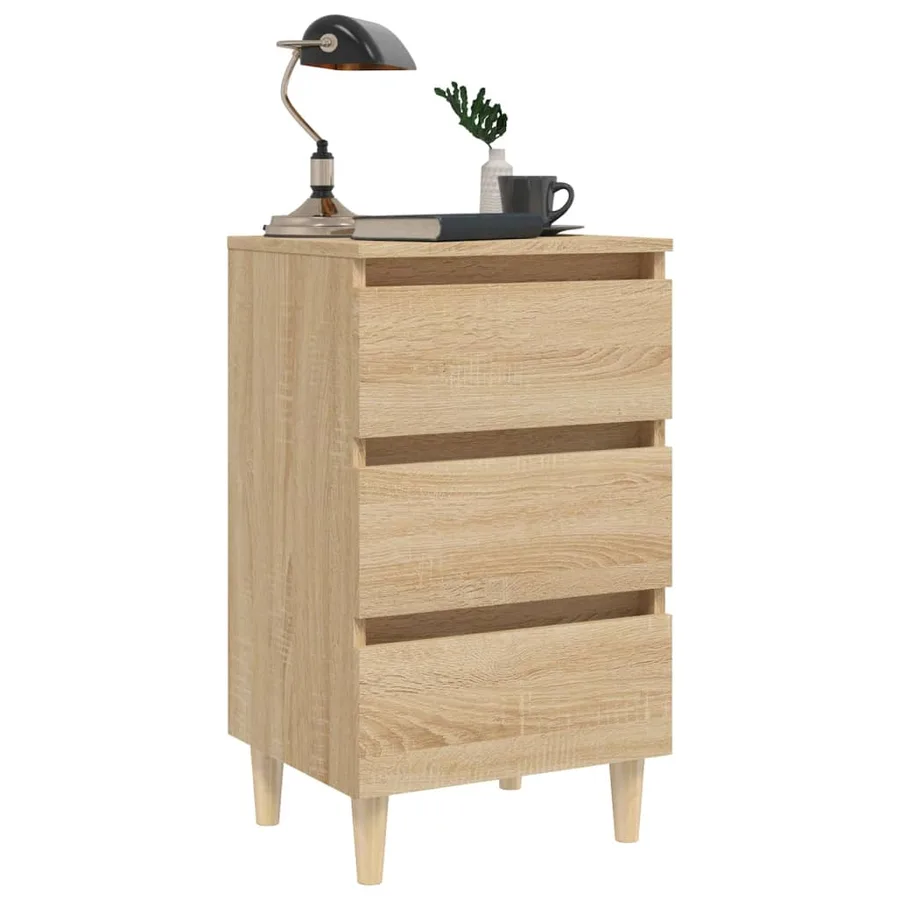 Table de chevet avec pieds en bois chêne sonoma 40x35x69 cm - 4