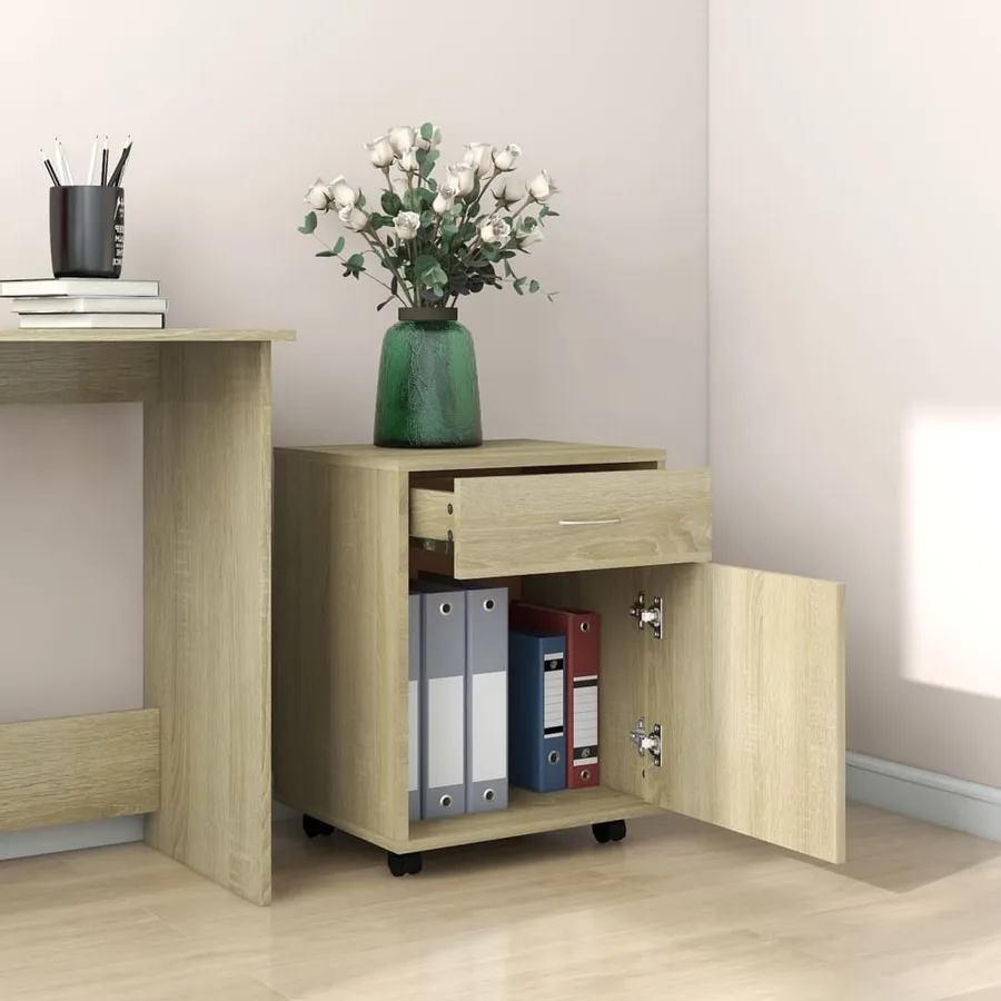 Armoire à roulettes Chêne sonoma 45x38x54 cm Bois d’ingénierie - 3