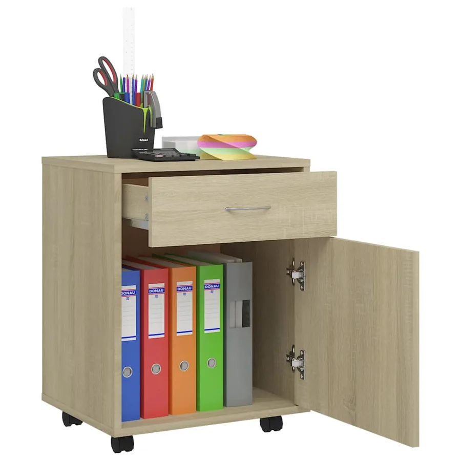 Armoire à roulettes Chêne sonoma 45x38x54 cm Bois d’ingénierie - 7