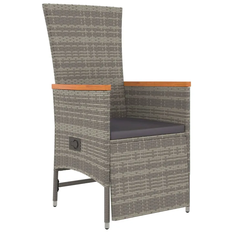 Ensemble à manger de jardin 3 pcs coussins gris résine tressée - 5