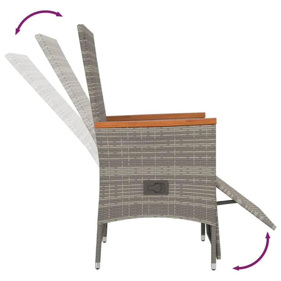 Ensemble à manger de jardin 3 pcs coussins gris résine tressée - 6