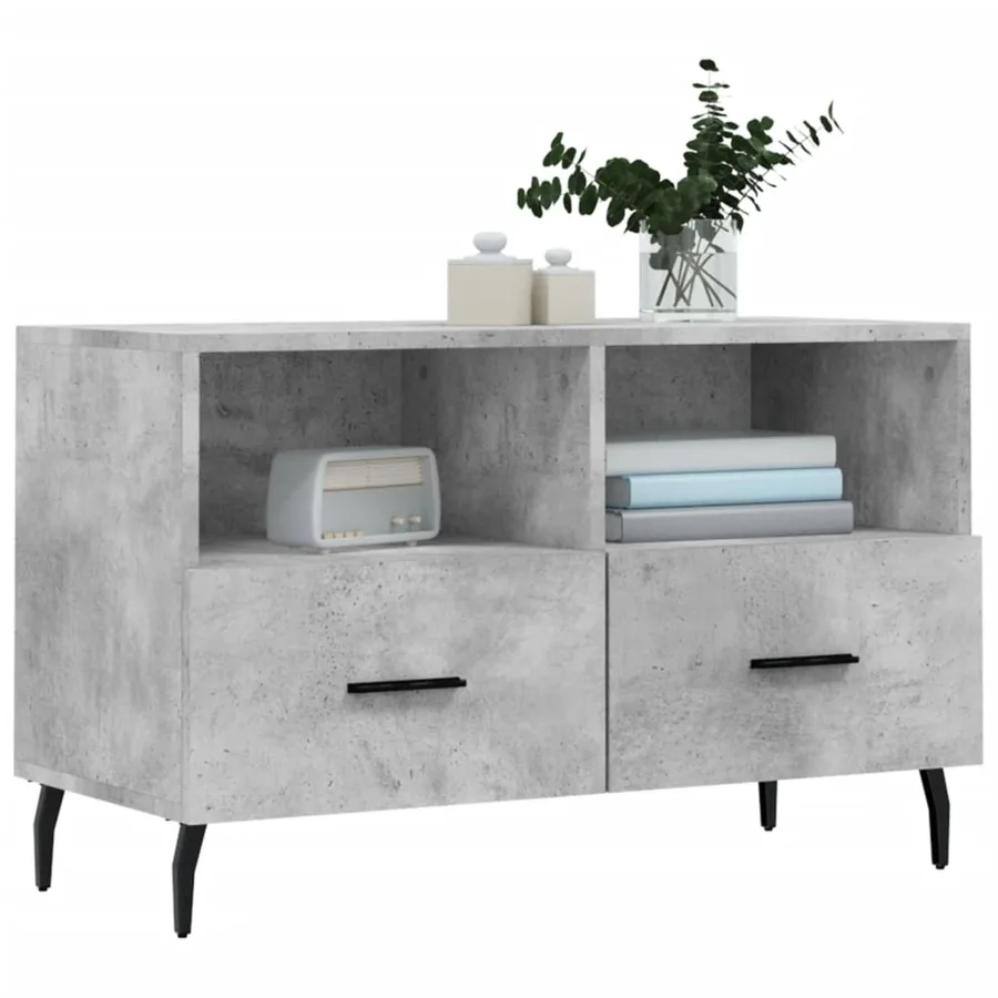 Meuble TV Gris béton 80x36x50 cm Bois d'ingénierie - 3