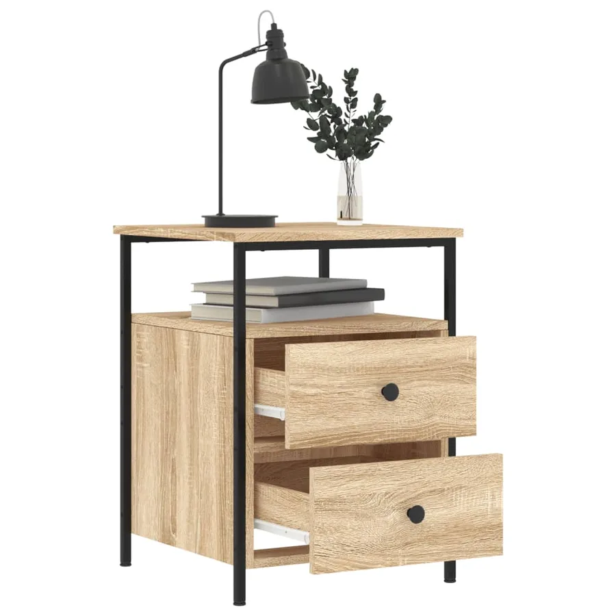 Tables de chevet 2pcs chêne sonoma 44x45x60cm bois d'ingénierie - 9