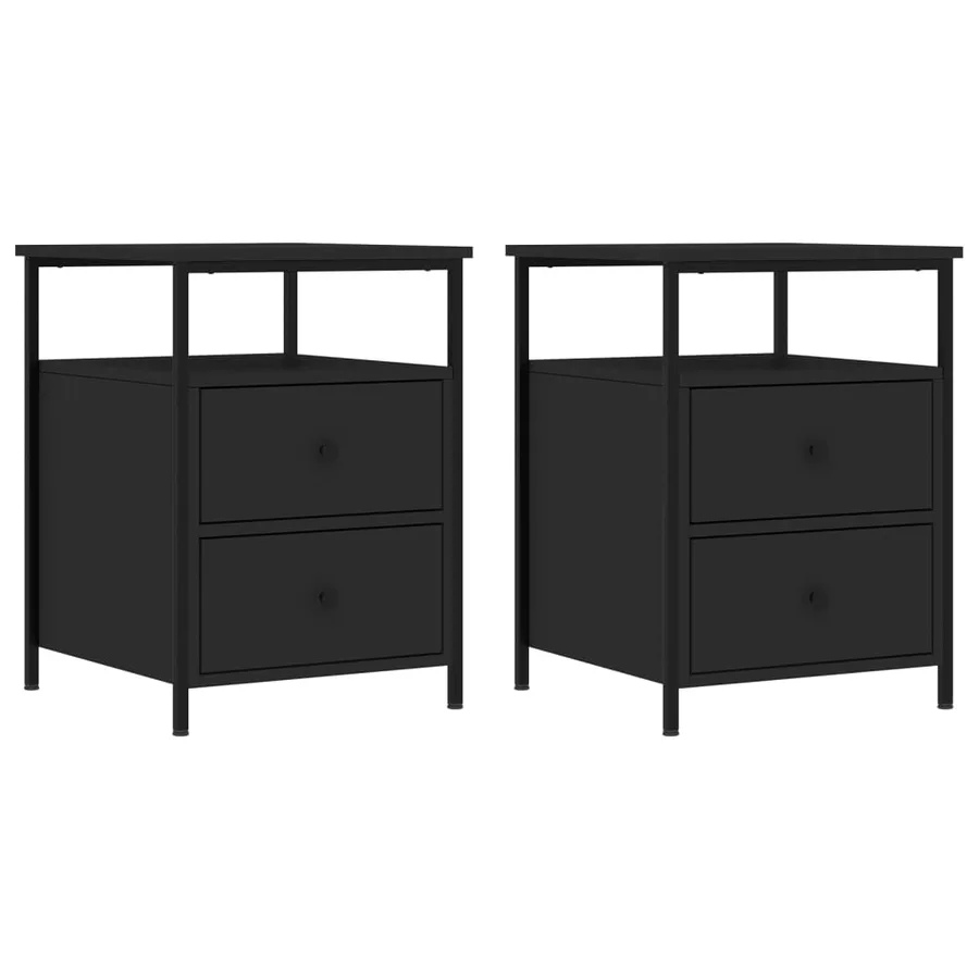 Tables de chevet 2 pcs noir 44x45x60 cm bois d’ingénierie - 2