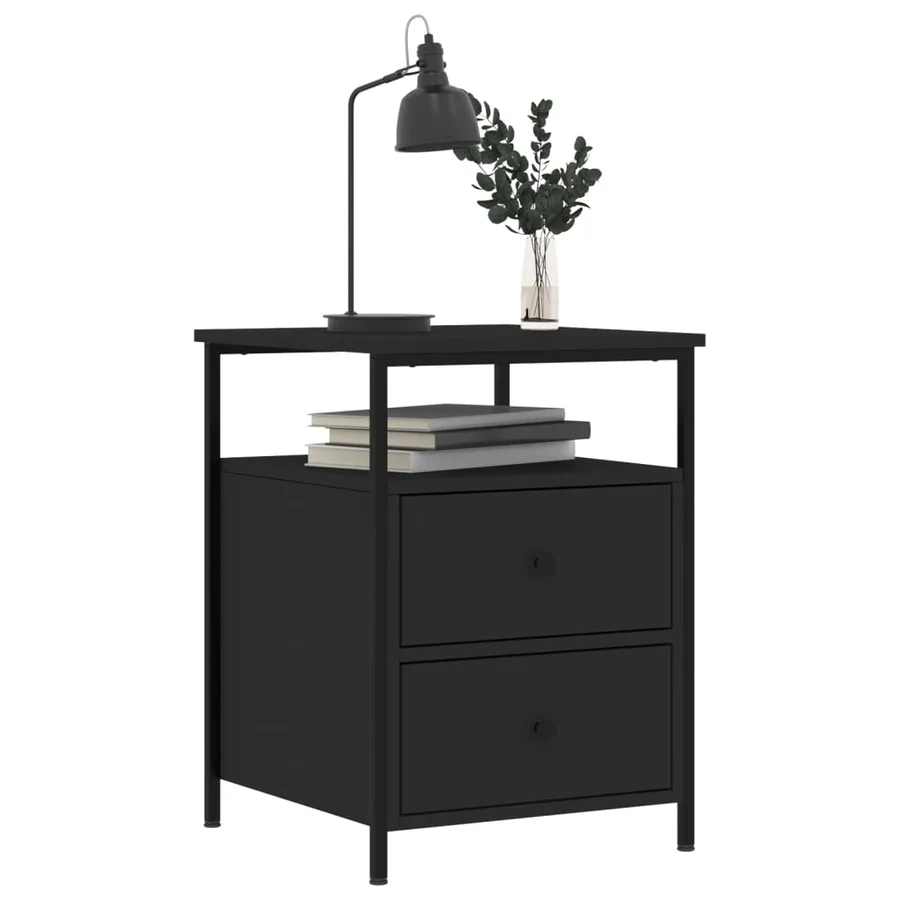 Tables de chevet 2 pcs noir 44x45x60 cm bois d’ingénierie - 7