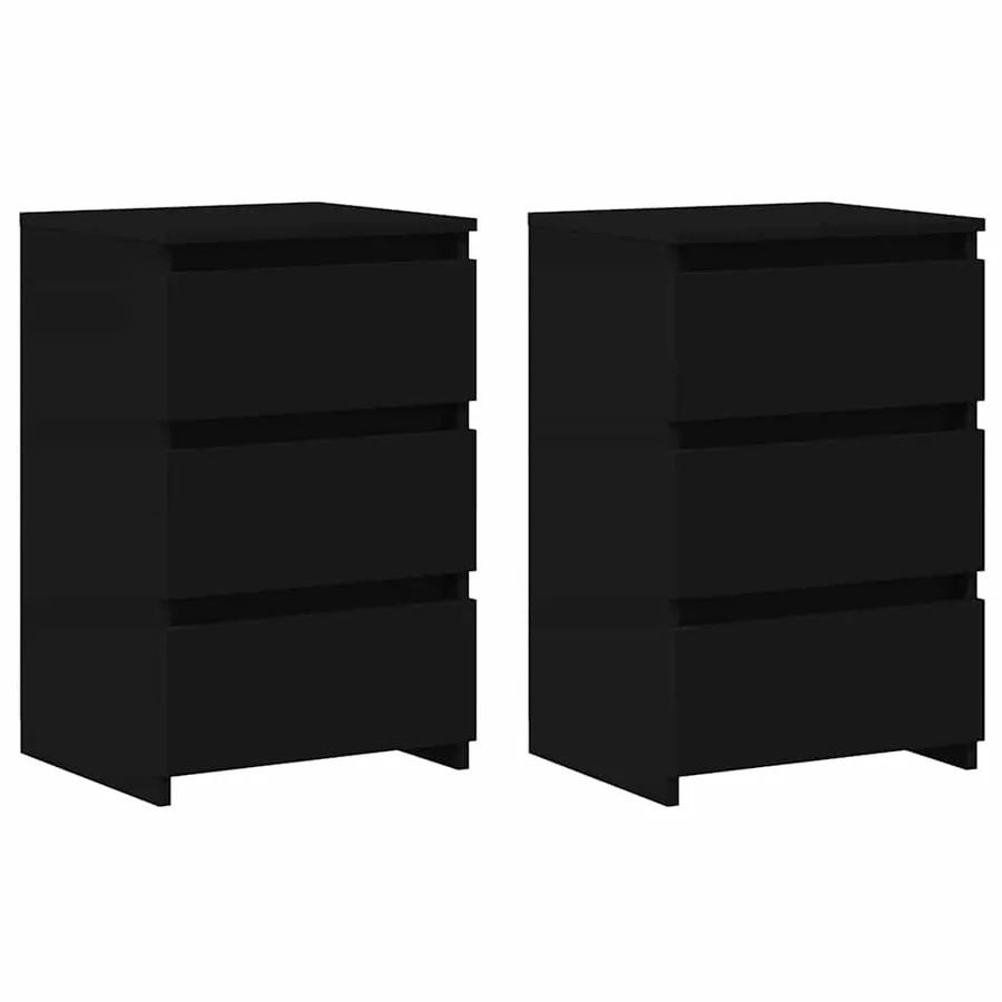 Tables de chevet 2 pcs noir 40x35x62,5 cm bois d'ingénierie - 2
