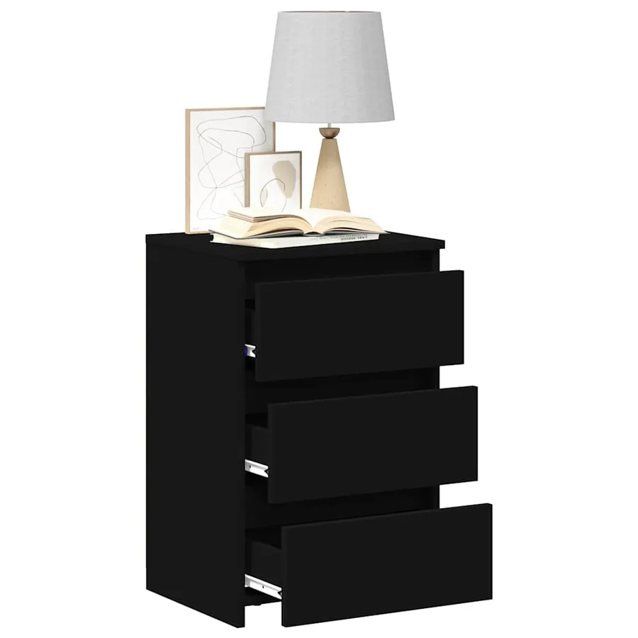 Tables de chevet 2 pcs noir 40x35x62,5 cm bois d'ingénierie - 7
