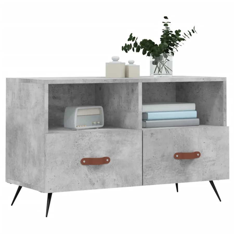 Meuble TV Gris béton 80x36x50 cm Bois d'ingénierie - 3