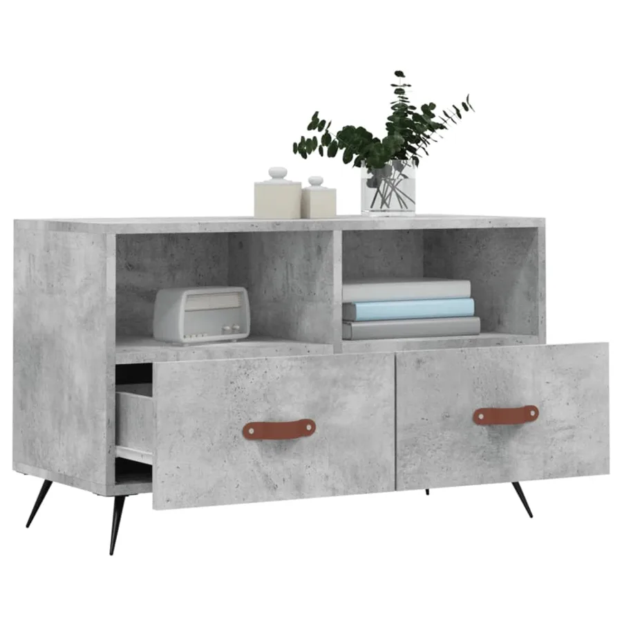 Meuble TV Gris béton 80x36x50 cm Bois d'ingénierie - 4