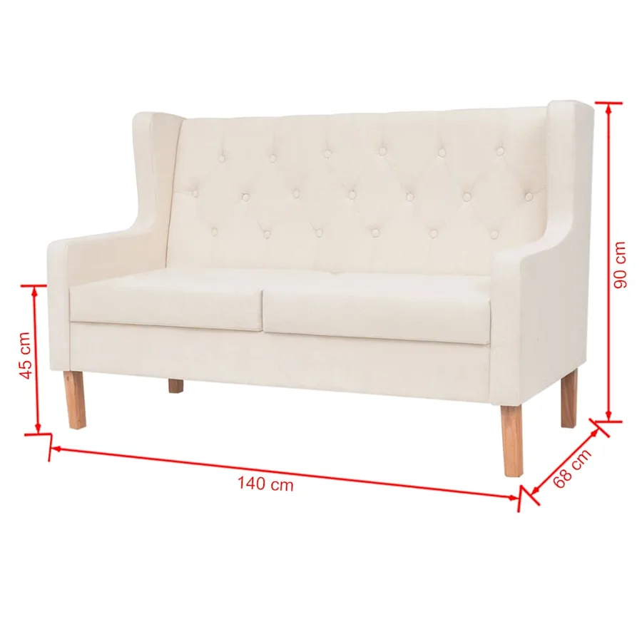 Ensemble de canapés 2 pcs tissu blanc crème - 11