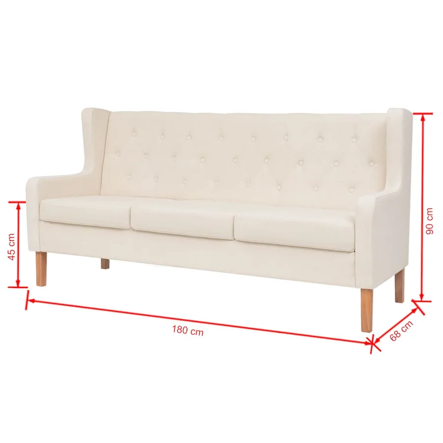 Ensemble de canapés 2 pcs tissu blanc crème - 12