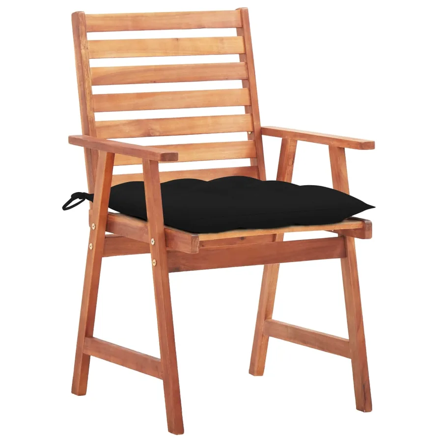 Chaises à manger d'extérieur lot de 2 et coussins Acacia massif - 2