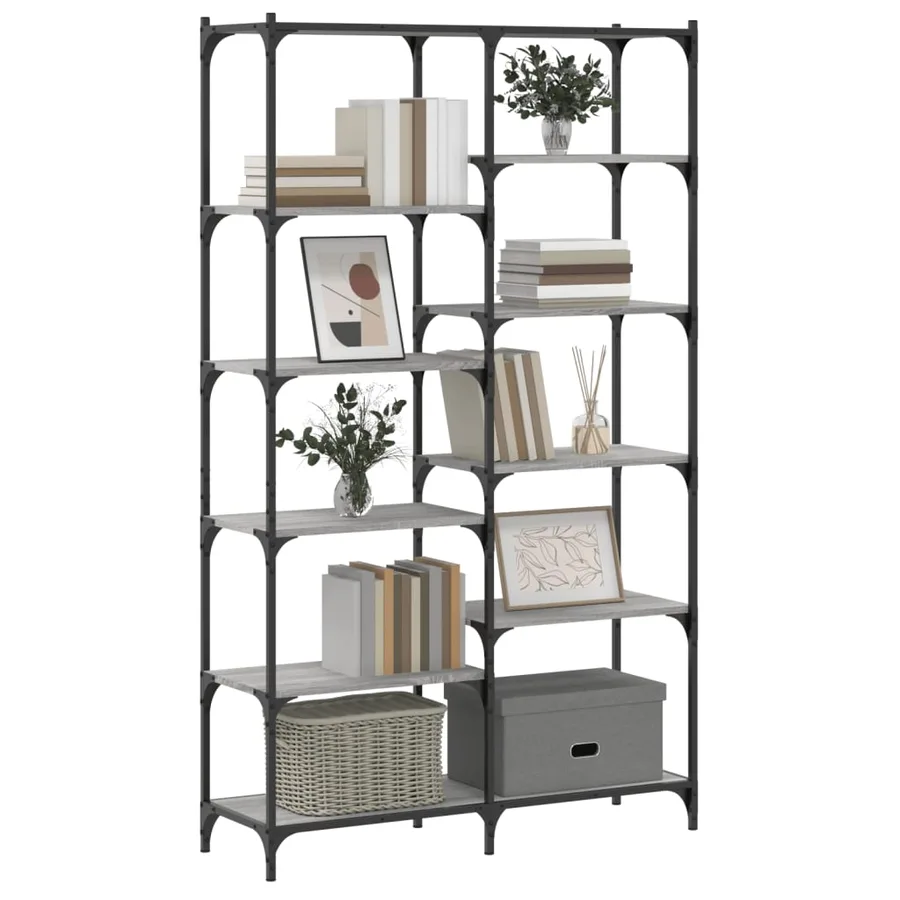 Bibliothèque sonoma gris 100x32x170 cm bois d'ingénierie et fer - 3