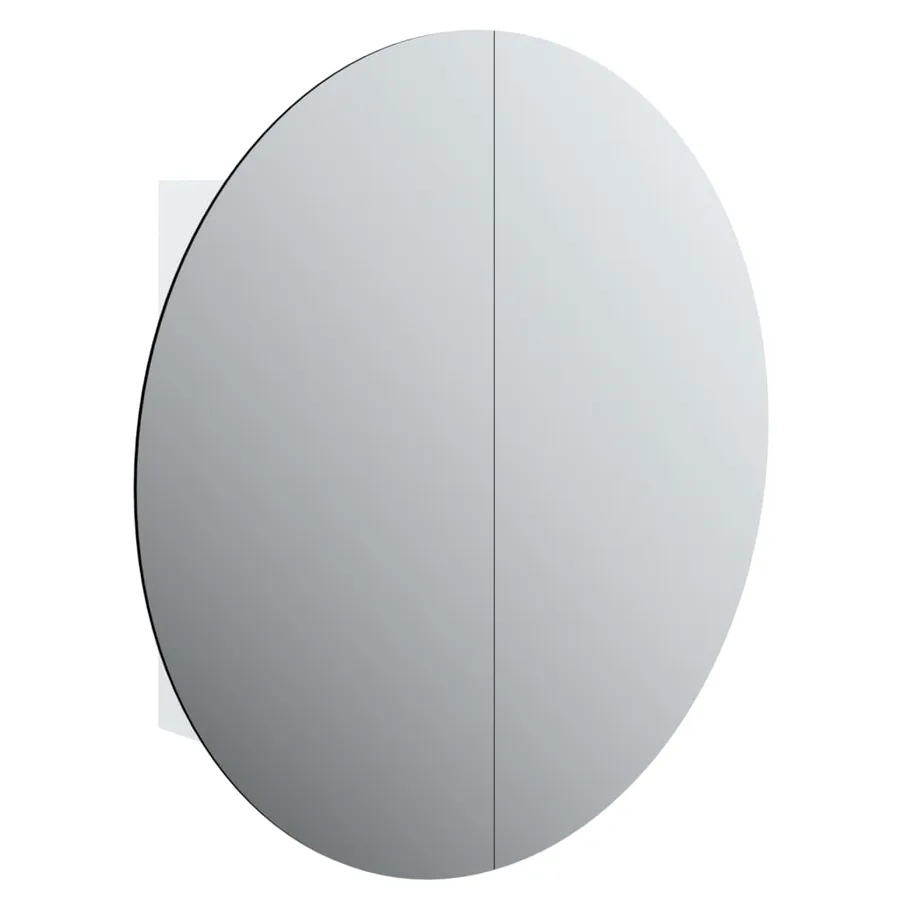 Armoire de salle de bain miroir rond et LED Blanc 54x54x17,5 cm - 2
