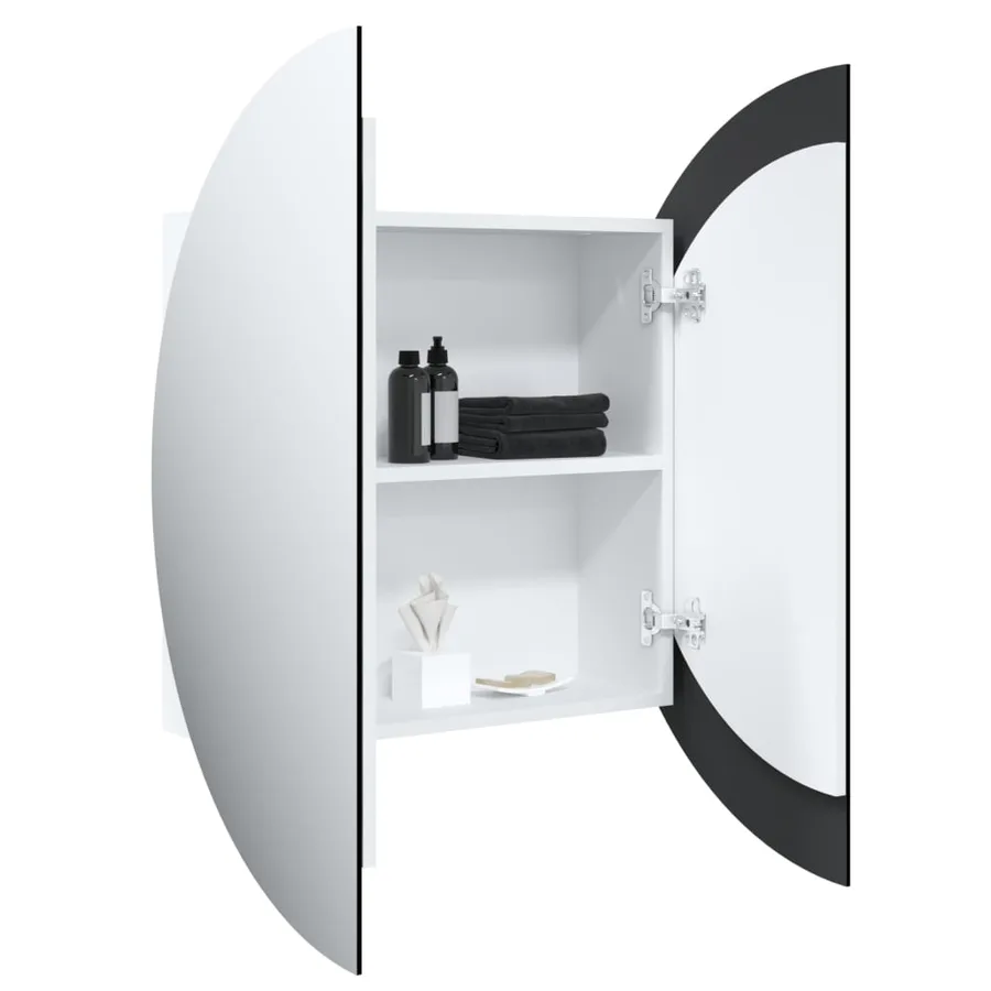 Armoire de salle de bain miroir rond et LED Blanc 54x54x17,5 cm - 5