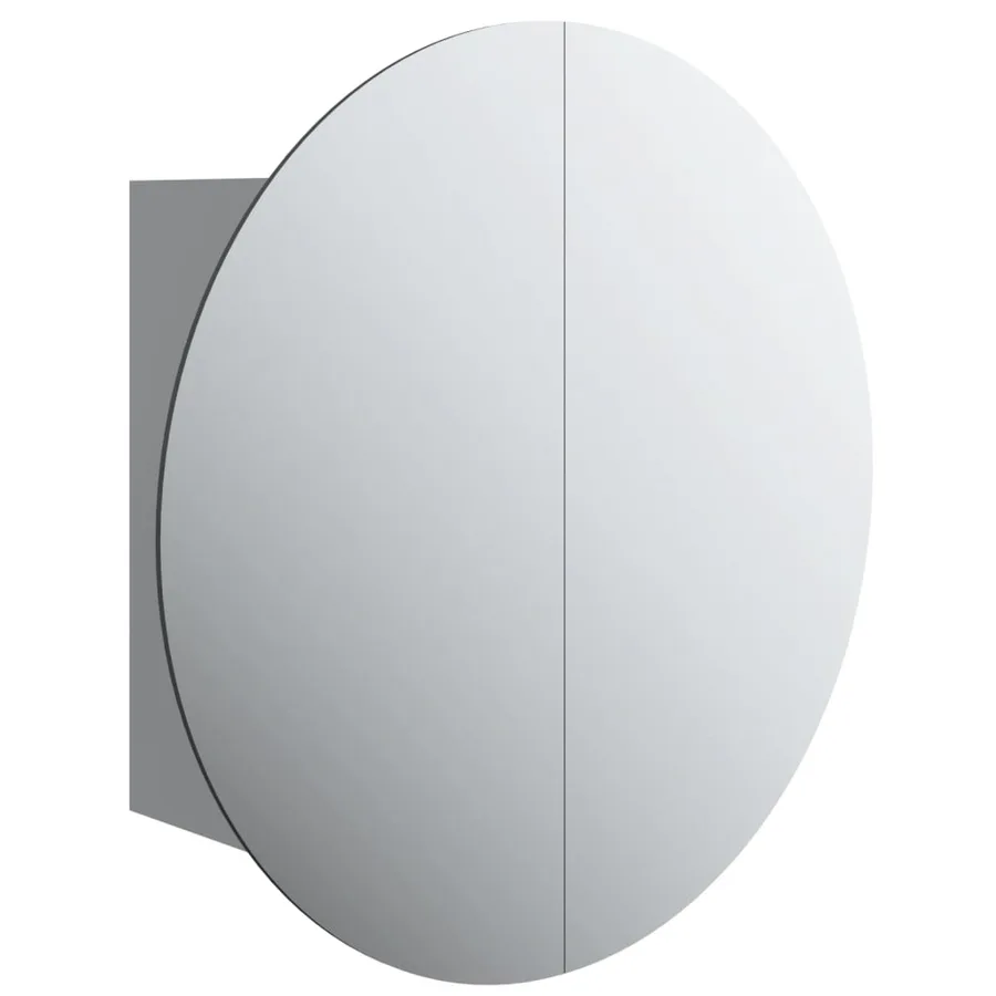 Armoire de salle de bain miroir rond et LED Gris 47x47x17,5 cm - 2