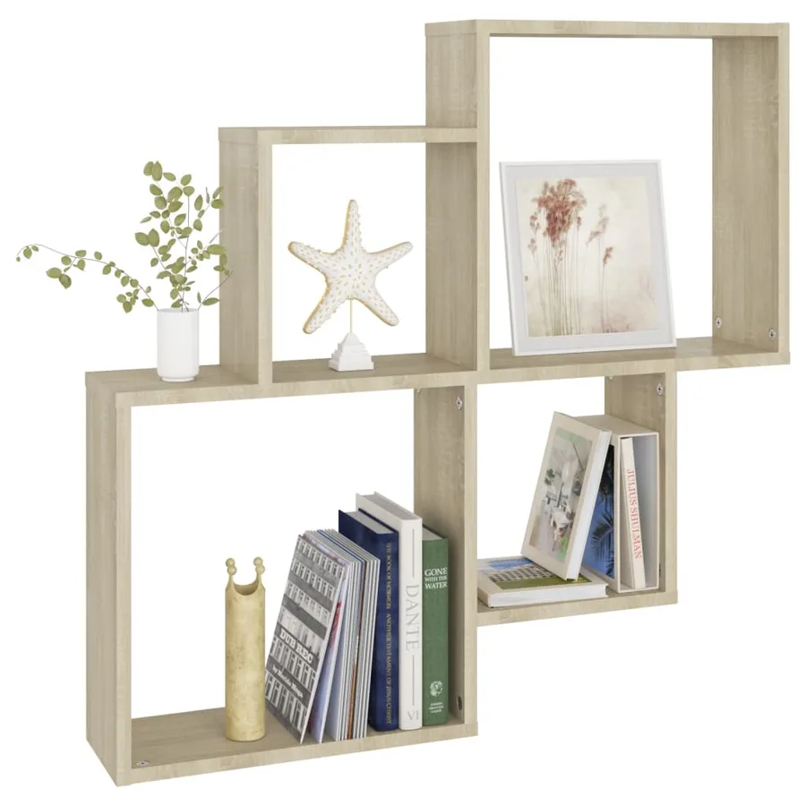 Étagère murale cube Chêne sonoma 80x15x78,5cm Bois d’ingénierie - 5