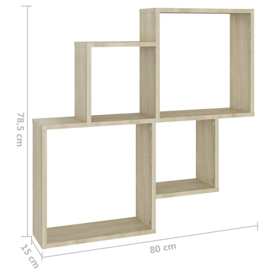 Étagère murale cube Chêne sonoma 80x15x78,5cm Bois d’ingénierie - 6