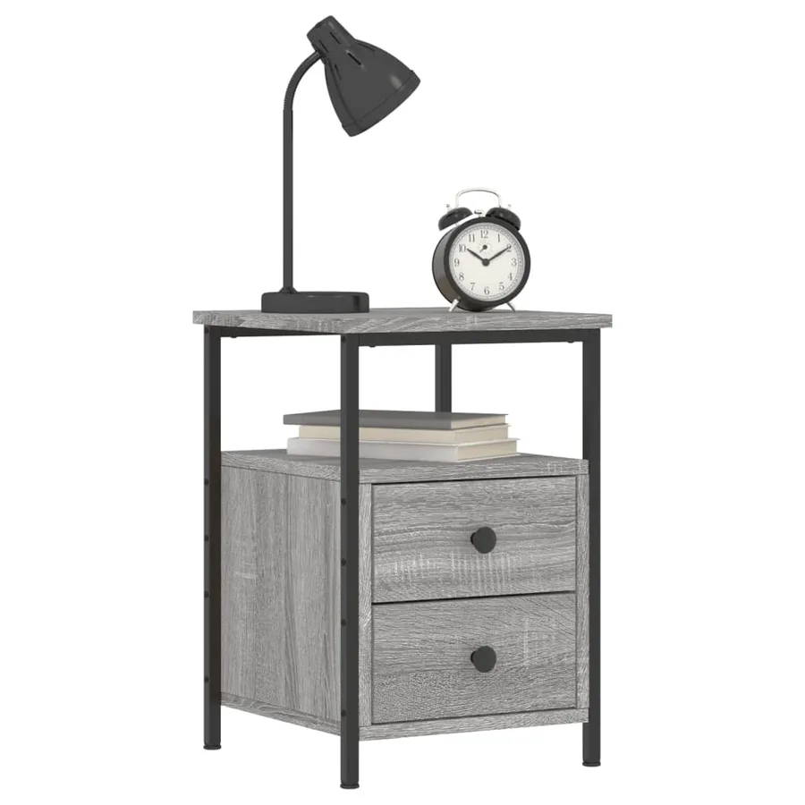 Table de chevet sonoma gris 34x35,5x50 cm bois d'ingénierie - 3
