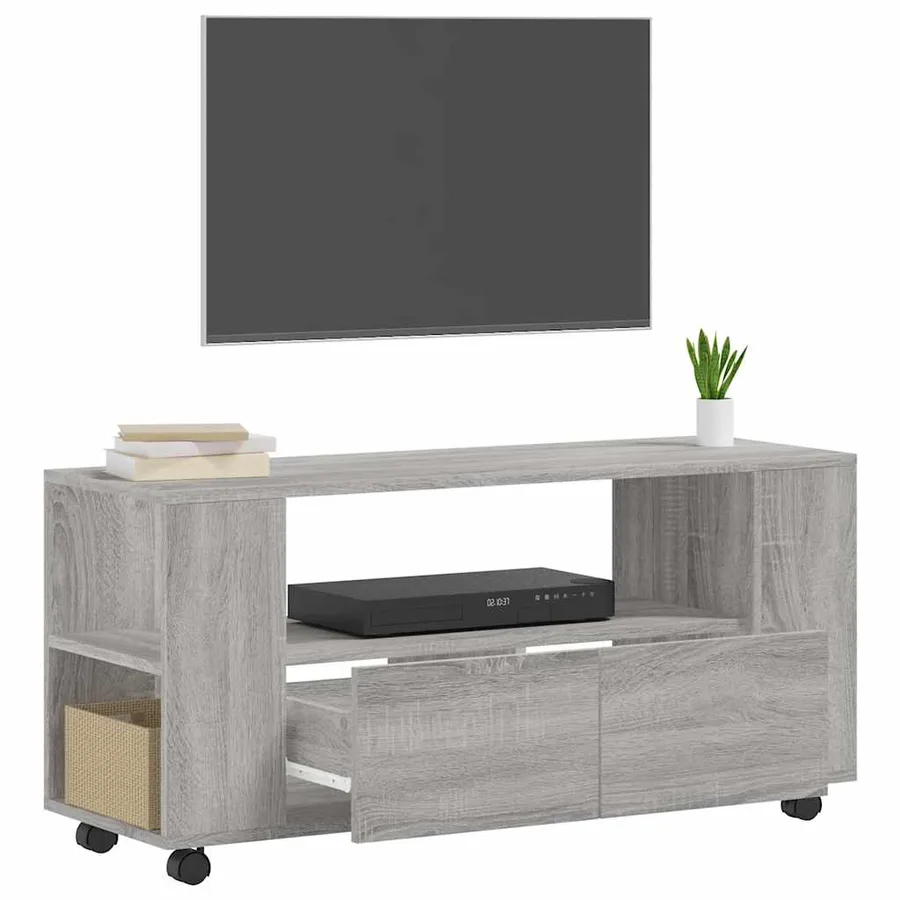 Meuble TV sonoma gris 102x34,5x43 cm bois d'ingénierie - 4