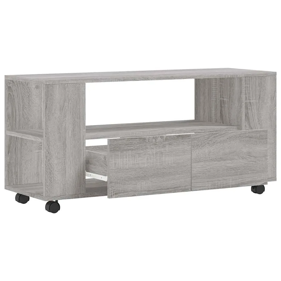 Meuble TV sonoma gris 102x34,5x43 cm bois d'ingénierie - 5