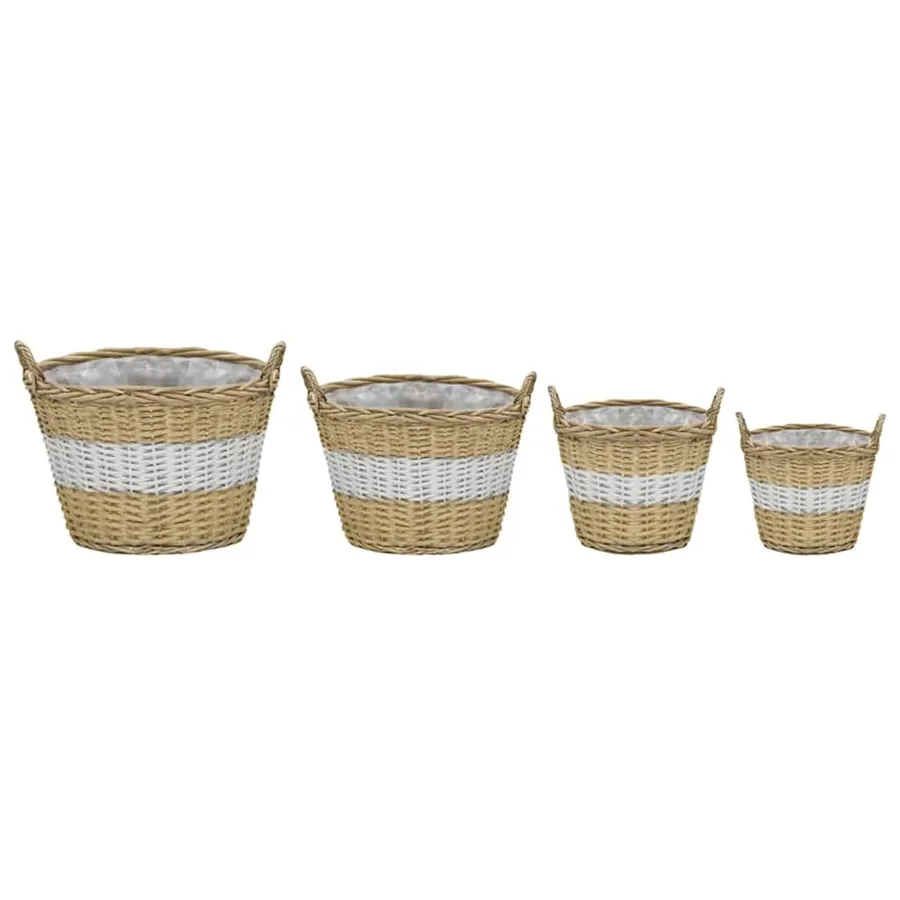 Lits surélevés 4 pcs Osier avec doublure en PE - 2