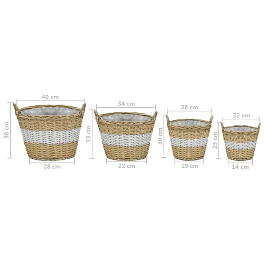 Lits surélevés 4 pcs Osier avec doublure en PE - 7