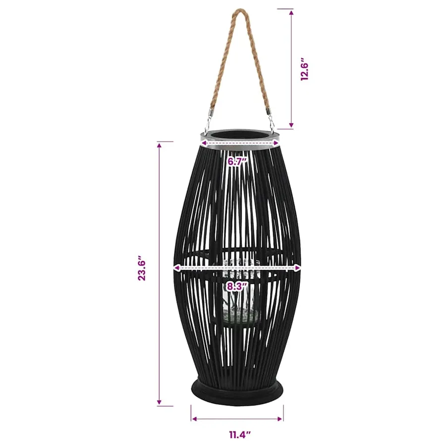 Bougeoir suspendu Bambou Noir 60 cm - 6