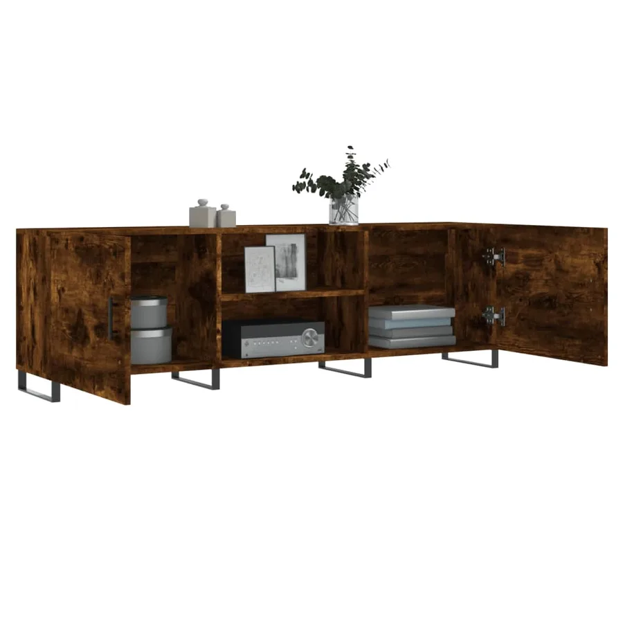 Meuble TV chêne fumé 150x30x50 cm bois d'ingénierie - 4