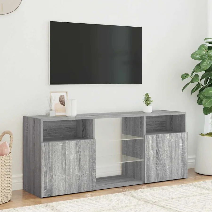 Meuble TV avec lumières LED Sonoma gris 120x30x50 cm - 4