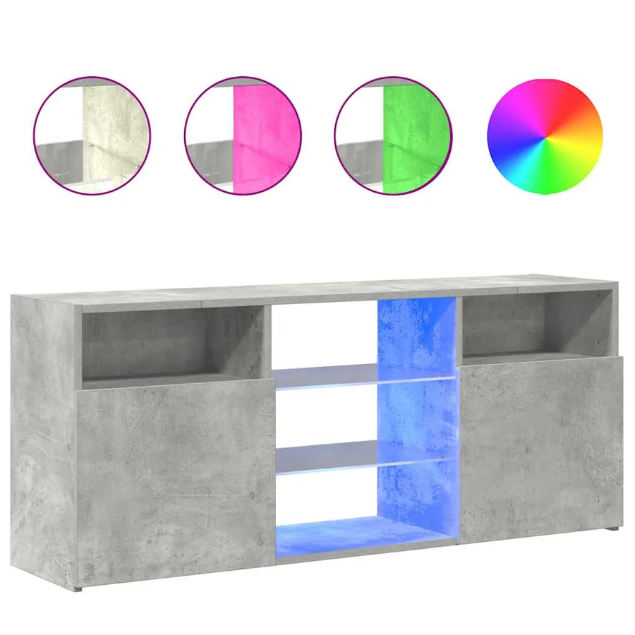 Meuble TV avec lumières LED gris béton 120x30x50 cm - 2